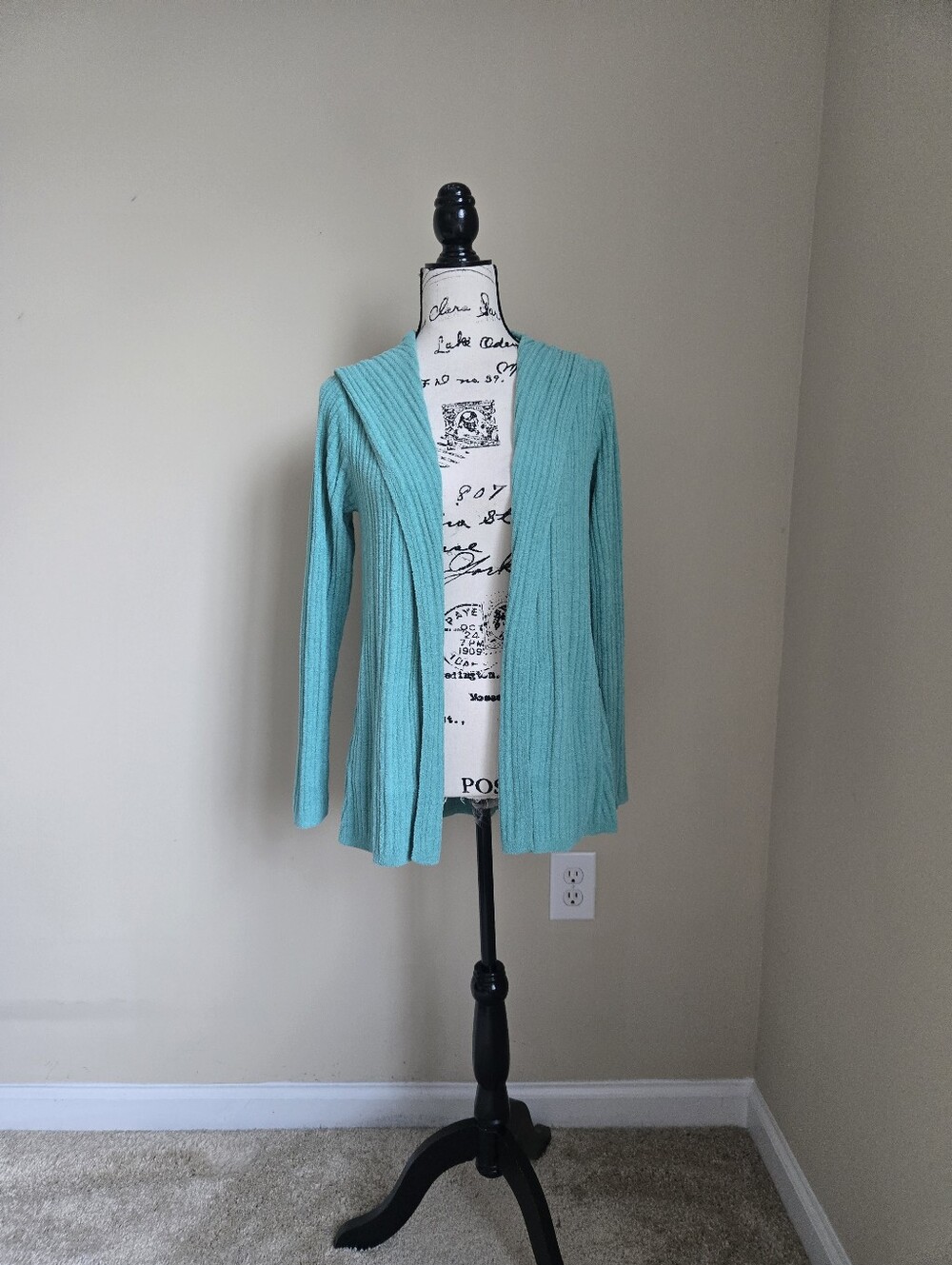 Barefoot Dreams Hooded Cardigan Womens S Green Open Front